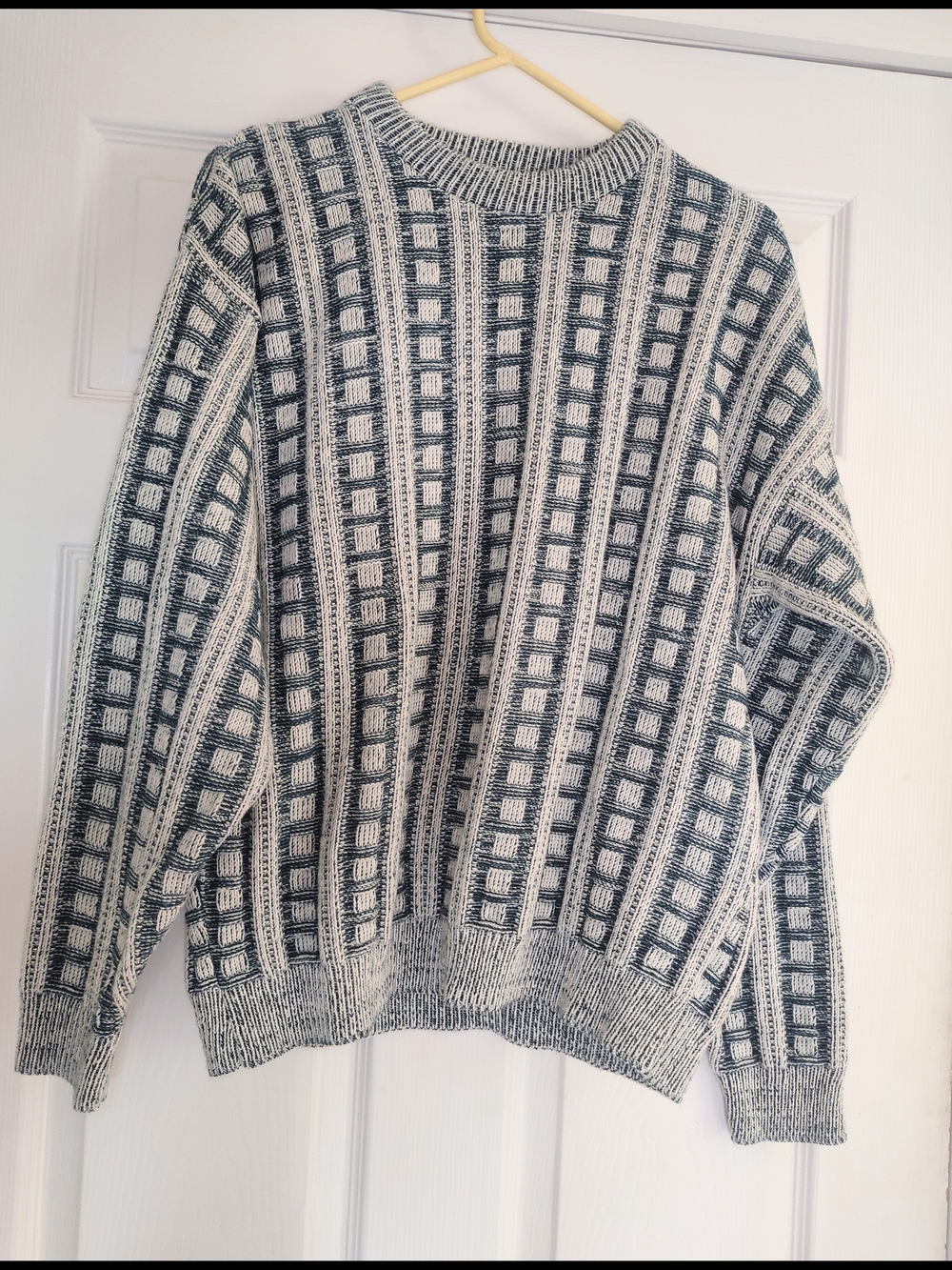 Vintage Atlantic Traders Teal and White Sweater